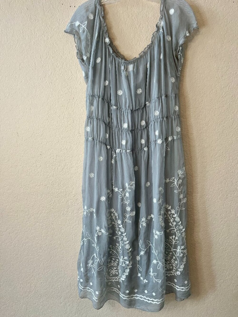 Love and Liberty silk embroidered dress with full length silk slip.